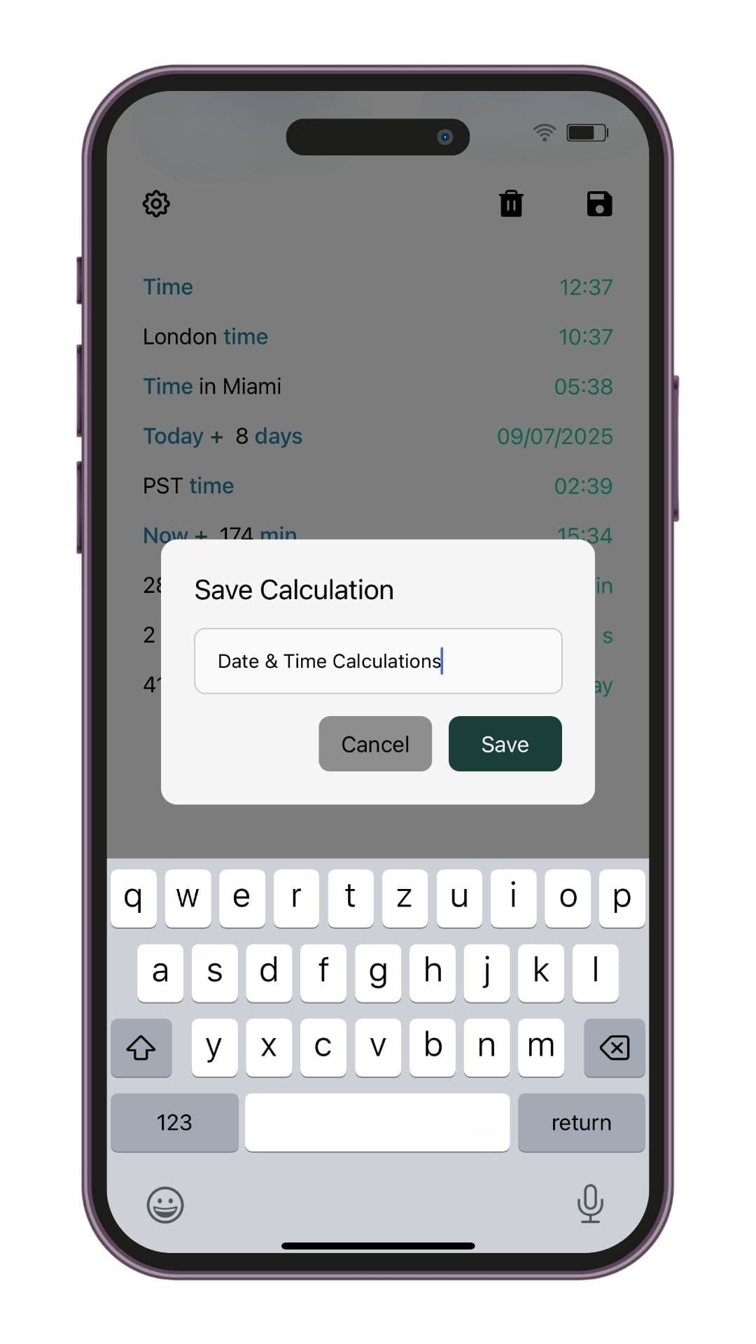 Save Calculation Dialog